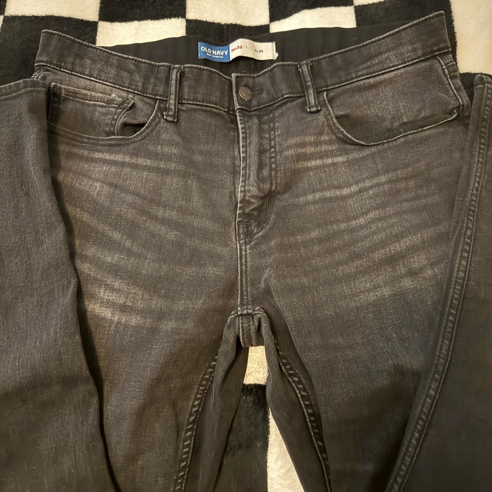 Old Navy Slim Black and Gray Jeans with Faded Look